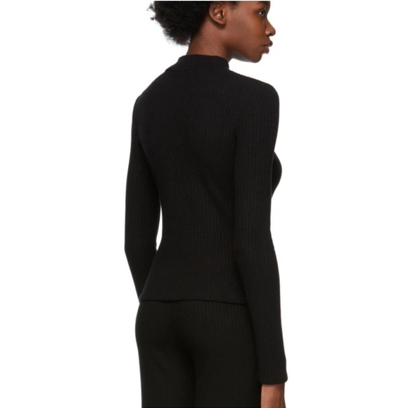 NWOT Vince Ribbed Mock Neck Sweater Black Lightweight Minimalist Neutral Large - Picture 9 of 17